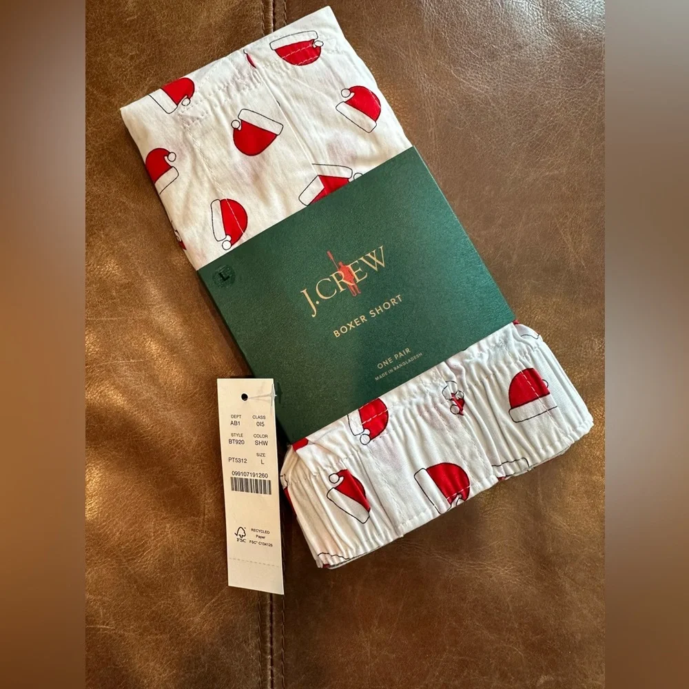 J. Crew Boxer Shorts Santa Hat